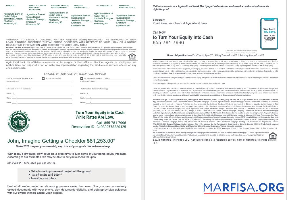 Blank Sudanese Agricultural Bank of Sudanese bank mortgage loan statement in Word and PDF formats , 4 pages 3 4 real example